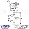 Grohe Grohtherm 1000 Cosmopolitan Bath Shower Mixer Dimensions
